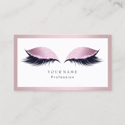 Makeup Artist Lijst Glitter Eye Lashes Roze Visitekaartje (Voorkant)