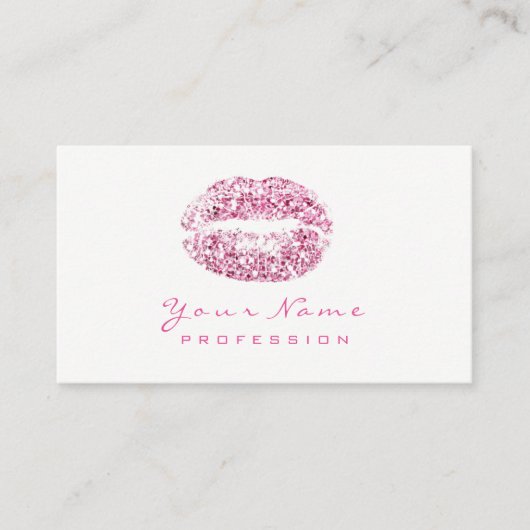 Makeup Artist Lips Beauty Glitter Pink Rose White Visitekaartje (Voorkant)