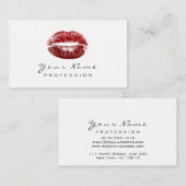 Makeup Artist Lips Beauty Red Lipstick Black White Visitekaartje (Voorkant / Achterkant)