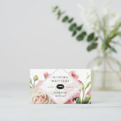 Makeup Artist Lips Modern Minimum Elegant Floral Visitekaartje (Staand voorkant)