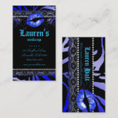 Makeup Artist Lips N Lace Blue Zebra Modern Visitekaartje (Voorkant / Achterkant)