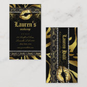 Makeup Artist Lips N Lace Gold Zebra Modern Visitekaartje (Voorkant / Achterkant)