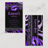 Makeup Artist Lips N Lace Paars Zebra Modern Visitekaartje (Voorkant / Achterkant)