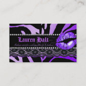 Makeup Artist Lips N Lace Paars Zebra Modern Visitekaartje (Achterkant)