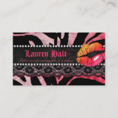 Makeup Artist Lips N Lace Pink Oranje Red Zebra Visitekaartje (Achterkant)