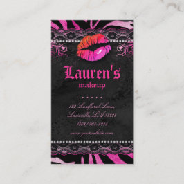 Makeup Artist Lips N Lace Pink Zebra Visitekaartje
