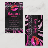 Makeup Artist Lips N Lace Pink Zebra Visitekaartje (Voorkant / Achterkant)