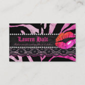 Makeup Artist Lips N Lace Pink Zebra Visitekaartje (Achterkant)