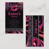 Makeup Artist Lips N Lace Zebra Rood Roze Visitekaartje (Voorkant / Achterkant)