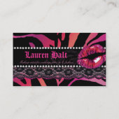 Makeup Artist Lips N Lace Zebra Rood Roze Visitekaartje (Achterkant)