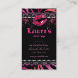Makeup Artist Lips N Lace Zebra Rood Roze Visitekaartje