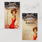 Makeup Artist Lips N Lipstick Jewelry Gold Lace Visitekaartje (Voorkant / Achterkant)