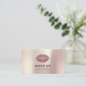Makeup Artist Lips Roze Rose Gold Metallic Glitter Visitekaartje (Staand voorkant)