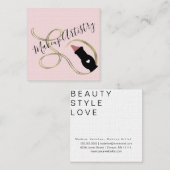 Makeup Artist Lipstick Faux Folie Swirl Vierkante Visitekaartje (Voorkant / Achterkant)
