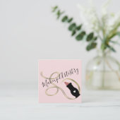Makeup Artist Lipstick Faux Folie Swirl Vierkante Visitekaartje (Staand voorkant)