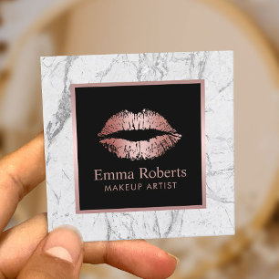 Makeup Artist Lipt Roos Gold Glitter White Marble Vierkante Visitekaartje