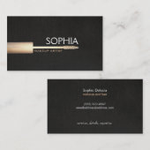 Makeup Artist Logo Mascara op Faux Black Linen 2 Visitekaartje (Voorkant / Achterkant)