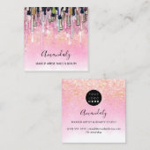 Makeup Artist Logo Roos Glitter Confetti Vierkante Visitekaartje (Voorkant / Achterkant)