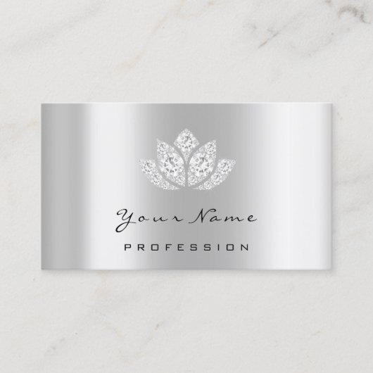 Makeup Artist Lotus Mandala Diamond Silver Crystas Visitekaartje (Voorkant)
