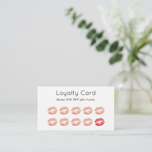 Makeup Artist Loyalty Card Chic Roos Gold Lips (Staand voorkant)