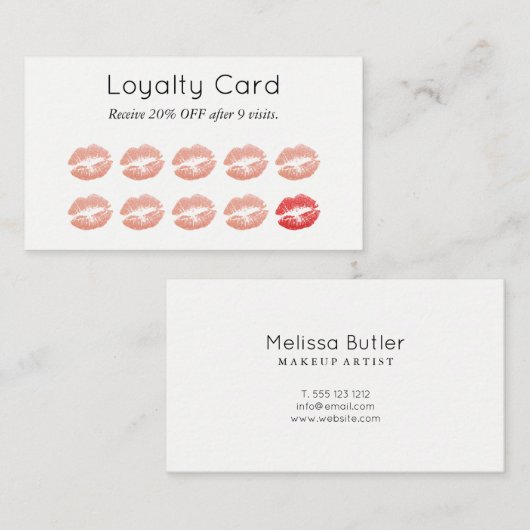 Makeup Artist Loyalty Card Chic Roos Gold Lips (Voorkant / Achterkant)