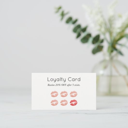 Makeup Artist Loyalty Card Chic Roos Gold Lips II (Staand voorkant)