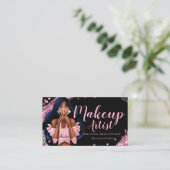 Makeup Artist Luxe Glitter Pink Black Eyelashes Visitekaartje (Staand voorkant)