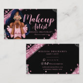 Makeup Artist Luxe Glitter Pink Black Eyelashes Visitekaartje (Voorkant / Achterkant)