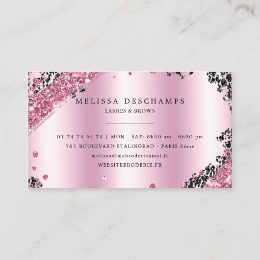 Makeup Artist Luxe Glitter Pink Black Eyelashes Visitekaartje (Achterkant)