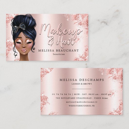 Makeup Artist Luxe Glitter Roos Gold Eyelashes Visitekaartje (Voorkant / Achterkant)