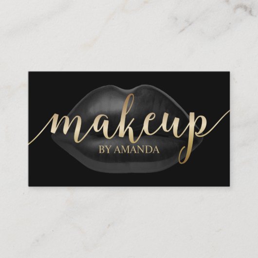Makeup Artist Luxury Black Lips Beauty Salon Visitekaartje (Voorkant)