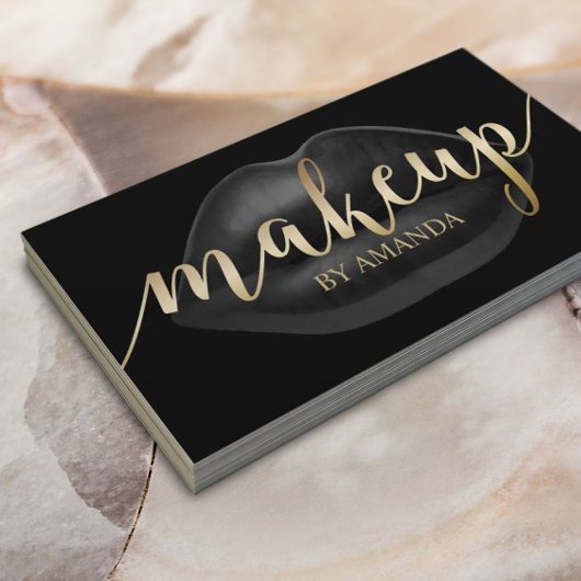 Makeup Artist Luxury Black Lips Beauty Salon Visitekaartje