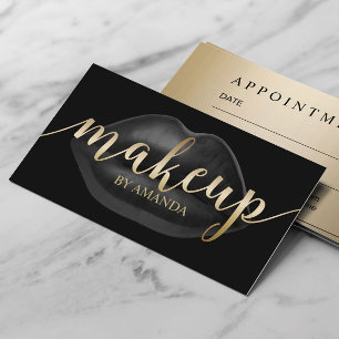 Makeup Artist Luxury Black Lips Salon Appointment Afsprakenkaartje