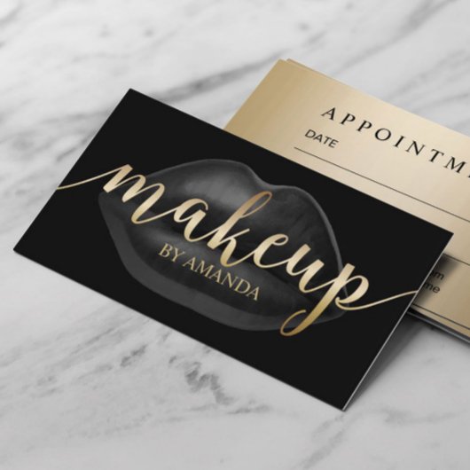 Makeup Artist Luxury Black Lips Salon Appointment Afsprakenkaartje