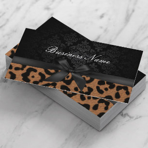 Makeup Artist Luxury Damask & Leopard Print Visitekaartje