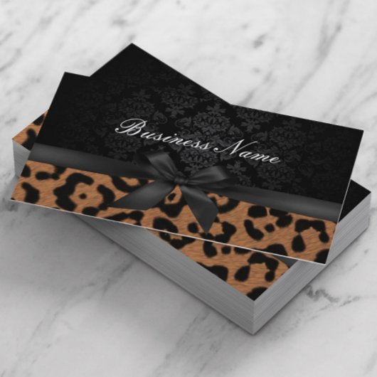 Makeup Artist Luxury Damask & Leopard Print Visitekaartje