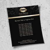 Makeup Artist Luxury Gold Lips Classy Black Floral Flyer