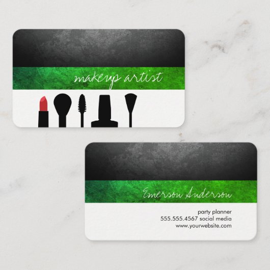 Makeup Artist / Makeup kit / Groen Visitekaartje (Voorkant / Achterkant)
