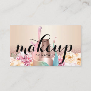 Makeup Artist Manicurist Elegant Pastel Floral Visitekaartje