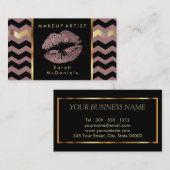 Makeup Artist met Chevron Gold Accents Visitekaartje (Voorkant / Achterkant)