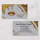 Makeup Artist met gouden druppelende lippen marmer Visitekaartje (Voorkant / Achterkant)