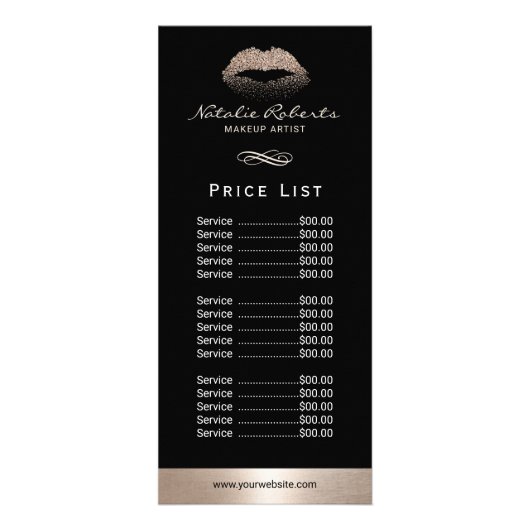 Makeup Artist Moder Gold Glitter Licht Salon Price Reclamekaart (Voorkant)