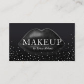 Makeup Artist Modern Black Lips Silver Confetti Visitekaartje (Voorkant)