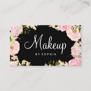 Makeup Artist Modern Floral Roze Visitekaartje