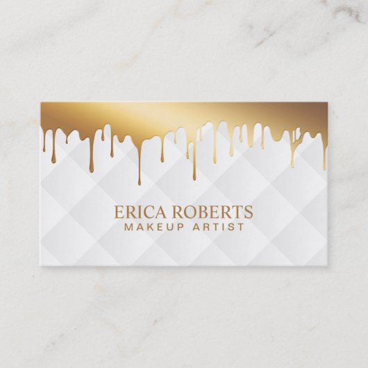 Makeup Artist Modern Gold Drip Luxury Salon Spa Visitekaartje (Voorkant)