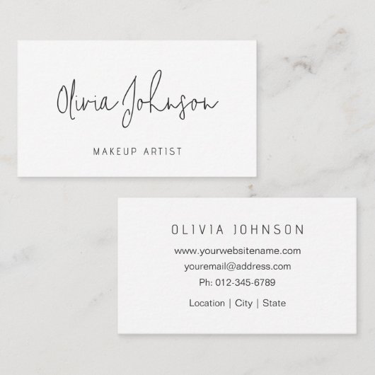 Makeup Artist Modern Hand Lettered Business Card Visitekaartje (Voorkant / Achterkant)