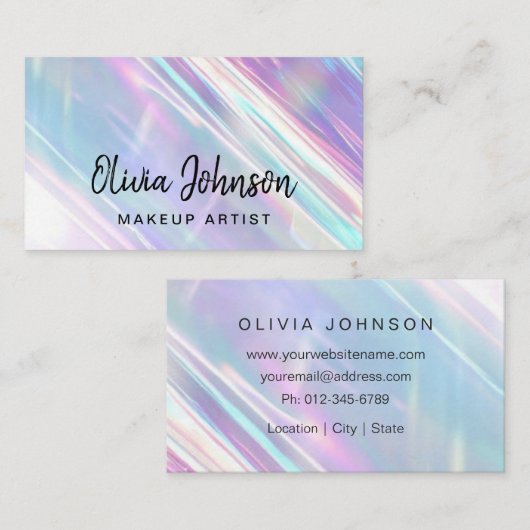 Makeup Artist Modern Holografisch Visitekaartje (Voorkant / Achterkant)