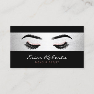 Makeup Artist Modern Lashes Black & Silver Salon Visitekaartje