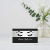 Makeup Artist Modern Lashes Black & Silver Salon Visitekaartje (Staand voorkant)