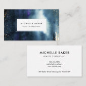 Makeup Artist Modern Navy Blue Waterverf Visitekaartje (Voorkant / Achterkant)